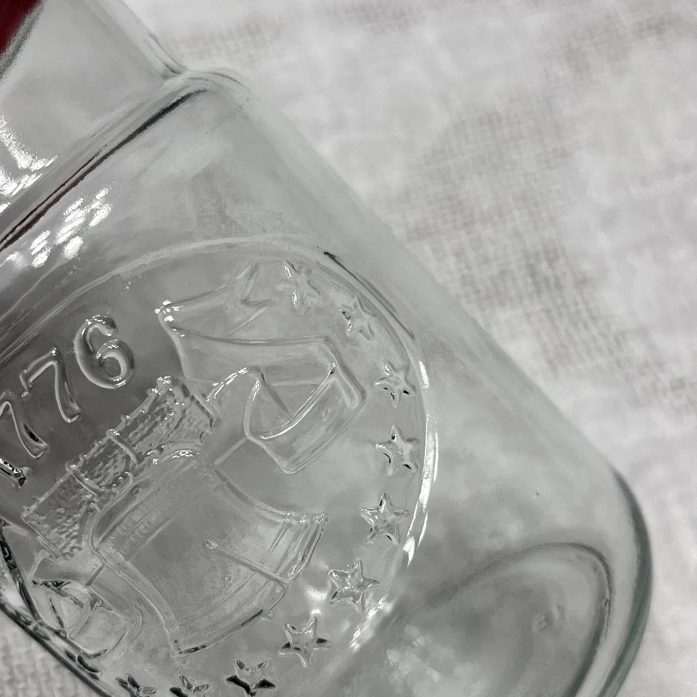 Vtg Maxwell Coffee Anchor Hocking 1776 Bicentennial Glass Jar Red Lid  Bell